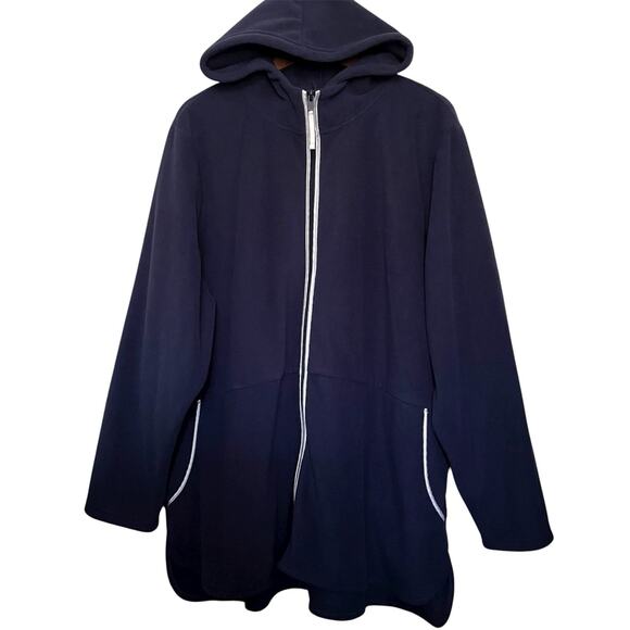 Susan Graver Weeekend Polar Fleece Hooded Coat Jacket Sz 3X Blue Outdoor Winter - Picture 1 of 5
